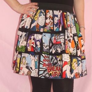 Women's Pleated A-Line Vintage Cartoon Skirt